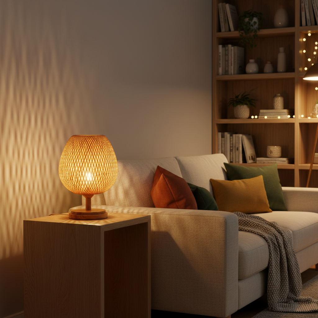 BambooLight | Vintage Tischlampe aus Bambus für Wohnzimmer