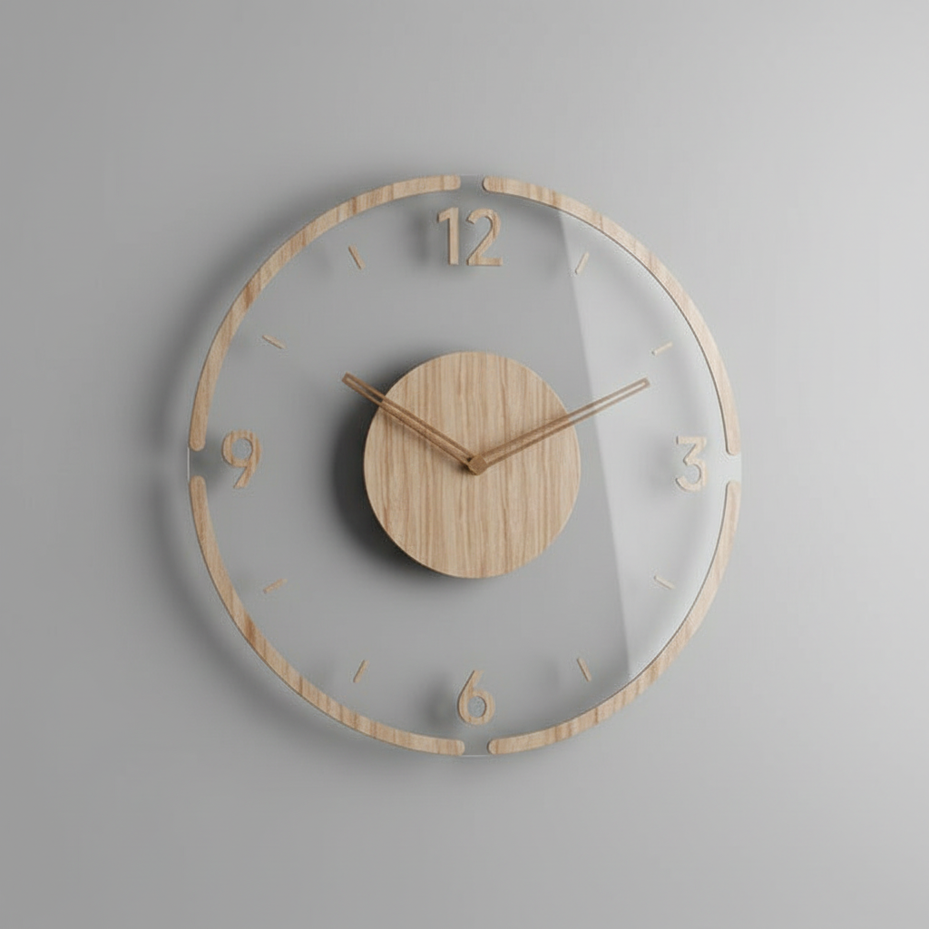 Clocky | Wanduhr Holz 35 cm Geräuschloses Design