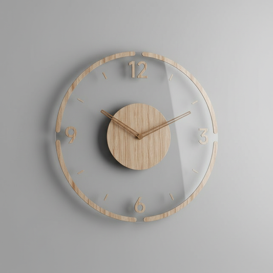 Clocky | Wanduhr Holz 35 cm Geräuschloses Design
