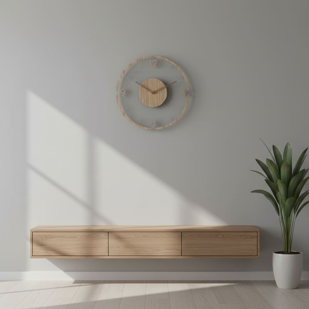 Clocky | Wanduhr Holz 35 cm Geräuschloses Design